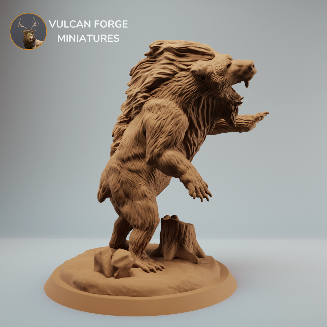 Giant Dire Bear DND miniature - 2 inch base, Pre-supported